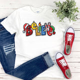 Holiday BELIEVE Shirt  Womens Plus Size  Merry Christmas  Ladies Christmas Tee