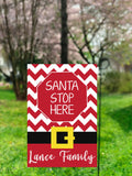 Personalized Santa Garden Flag with Custom Family Name  12x18 Holiday Yard Decor