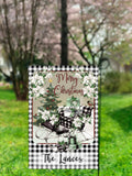 Personalized Christmas Sleigh Garden Flag - Customized 12x18 Holiday Flag with Family Name