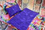 18 in Doll Bedding Set - Tie Dye Design - Includes Mattress Blanket - Perfect for Baby Dolls  or Pet Beds - Gifts for Girls