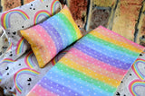 18 in Rainbow Doll Bedding Set for Girls  Doll Mattress Blanket Perfect Gifts for Baby Dolls or Pet Bed