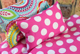 18 in Doll Bedding Set - Pink Polka Dots - Includes Mattress Blanket - Perfect for Baby Dolls or Pet Beds