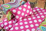 18 in Doll Bedding Set - Pink Polka Dots - Includes Mattress Blanket - Perfect for Baby Dolls or Pet Beds