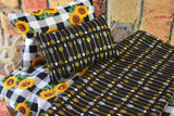 Sunflower Buffalo Check Doll Bedding Set for 18" Dolls | Mattress Blanket and Pillows | Perfect Birthday or Christmas Gift