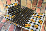 Sunflower Buffalo Check Doll Bedding Set for 18" Dolls | Mattress Blanket and Pillows | Perfect Birthday or Christmas Gift