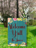 Personalized Welcome Garden Flag  Custom Family Name  12 x 18  Yall Design