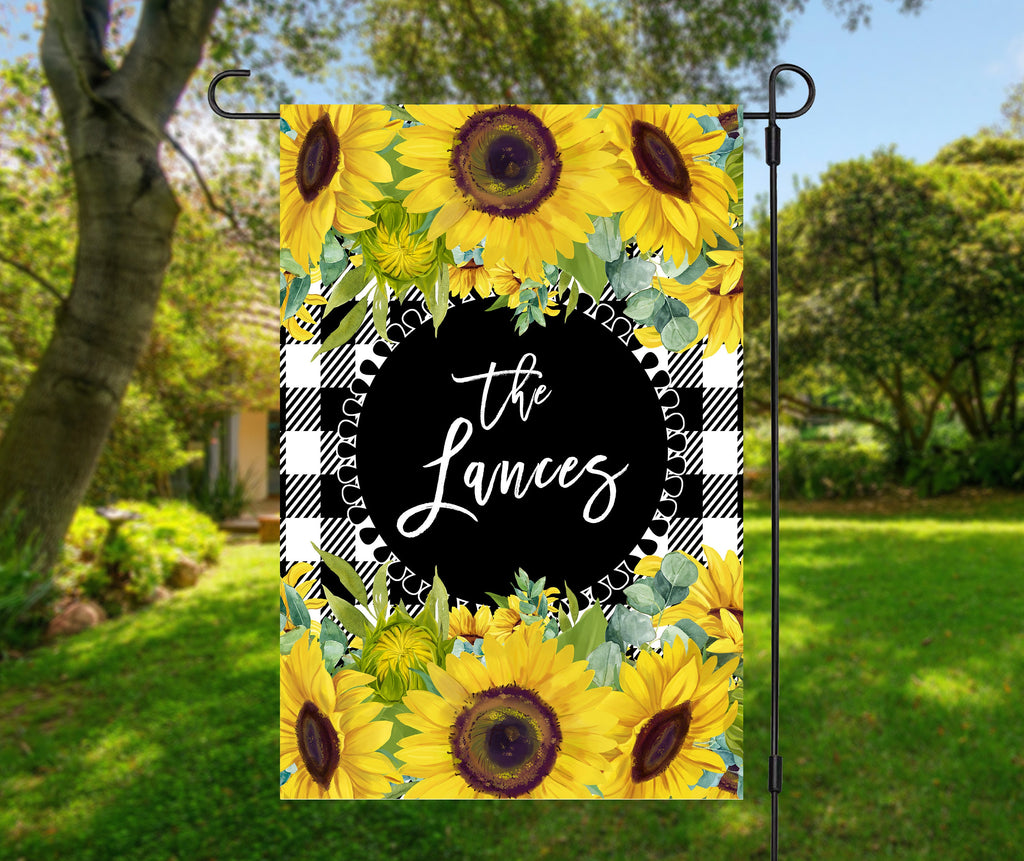 Welcome Personalized Sunflower Garden Flag for Summer - 12x18  Customized Family Name Flag