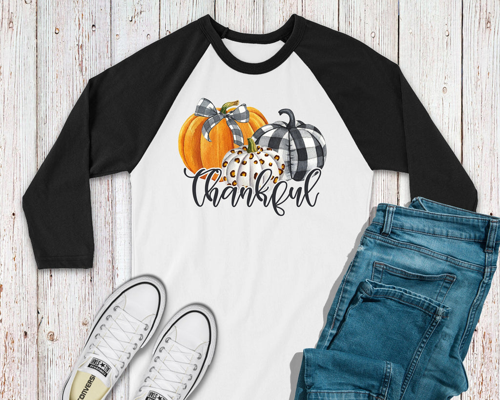 Thankful Fall Pumpkin Shirt  Plus Size Womans Top  Cute Buffalo Check  Autumn Pumpkins