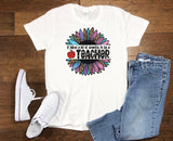 Teacher T-Shirt  Sparkle Flower Design  Plus Size Womens Shirt for Back to School  Teachers Gift