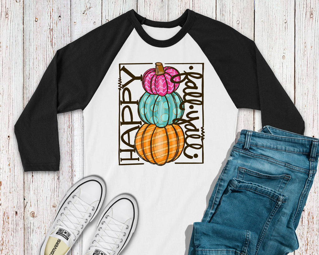 Fall Pumpkins Shirt for Plus Size Women - Colorful Autumn Top - Cute Fall Yall Design