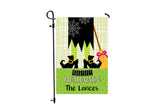 Personalized Halloween Witch Garden Flag  12x18 Welcome  Family Name Flag  Customized Outdoor Decoration