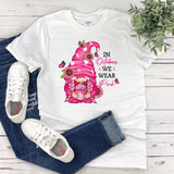 Breast Cancer Awareness Plus Size Raglan T-Shirt with Pink Gnome Print - Gifts for Mom