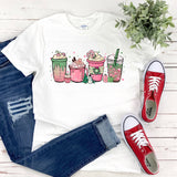 Christmas Holiday Pink Plus Size Latte Coffee Womens Shirt  Festive Ladies Top