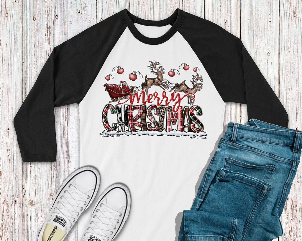 Womens Christmas Sleigh Shirt  Plus Size Holiday Tee  Festive Merry Shirt