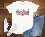 Christmas Holiday Pink Plus Size Latte Coffee Womens Shirt  Festive Ladies Top