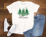 Christmas Tree Womens Holiday Shirt Plus Size Ladies Merry  Bright