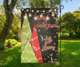 Christmas Garden Flag  Retro Style  Personalized  12x18 Size  Family Name  Festive Trees