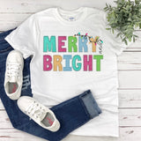 Merry and Bright Holiday Shirt for Women  Plus Size Christmas Tee  Festive Ladies Top