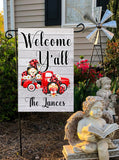 Personalized Summer Garden Flag  Custom Welcome Yall Gnome Design  Ladybug Gift Idea  12 x 18 Inches