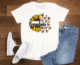 Mothers Day Grandmother Shirt  Sunflower Butterfly Design  Gifts for Mom MiMi NaNa or Grandma  Plus Size Options
