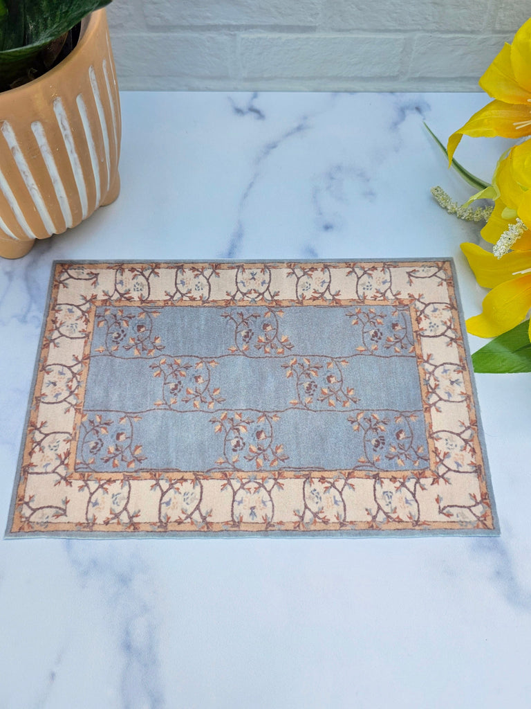 Dollhouse Miniature Rug - Oriental Printed Fabric with Vines Design - 1:6 Scale - 9 x 6 Dollhouse Decor