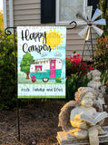 Personalized Camper Garden Flag  RV Decor  Family Name Gift  Happy Campers Sign