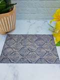 Modern Dollhouse Rug - 1:6 Scale Navy Brown Miniature Decor - 9x6 Printed Fabric