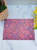 Geometric Dollhouse Rug - Miniature 1:6 Scale Dollhouse Decor - Bright 9 x 6 Printed Fabric Rug