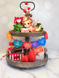 Valentine Tiered Tray Decor - Love Kissing Booth Cherub Sign Hearts