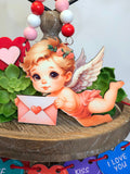 Valentine Tiered Tray Decor - Love Kissing Booth Cherub Sign Hearts