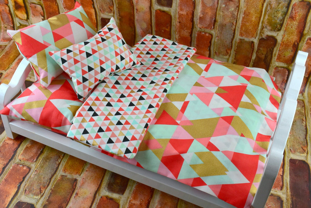 Doll Bedding Set for 18-inch Dolls - Baby Doll Dollhouse Gift - cute